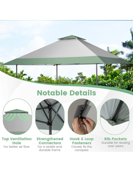 Carpa Plegable Tangkula 13x13 ft Verde, 10 Personas, UPF 50+