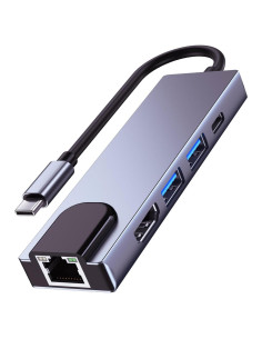 Hub USB-C 5-en-1 QCEs con HDMI, Ethernet y Carga PD
