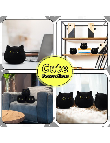 Juego de 3 Piezas de Peluche Gato Negro LSYDCARM Suave