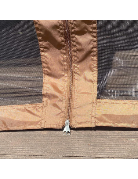 Gazebo Plegable Cattino 11x11 Pies con Mosquitera Marrón