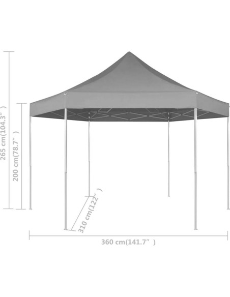Marquesina Plegable Hexagonal KTHLBRH 3.6m x 3.1m Gris