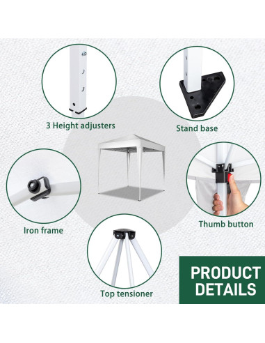 Carpa Plegable Instantánea LBLWJD 2x2m Blanca con Paredes