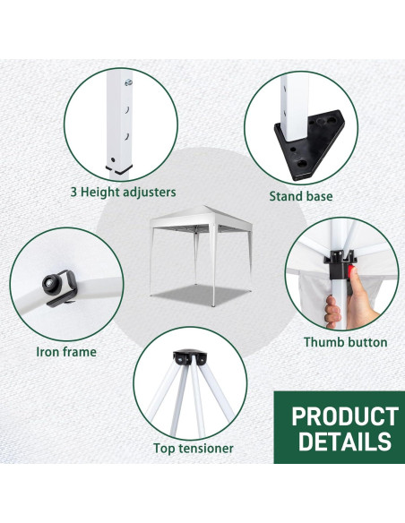 Carpa Plegable Instantánea LBLWJD 2x2m Blanca con Paredes