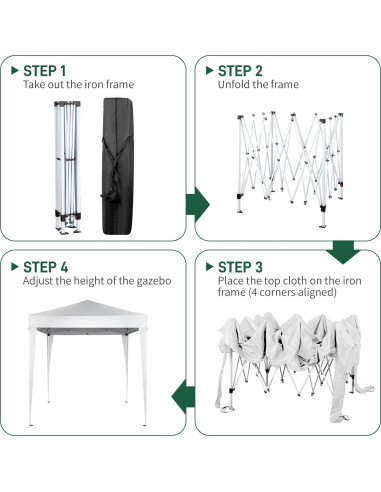 Carpa Plegable Instantánea LBLWJD 2x2m Blanca con Paredes