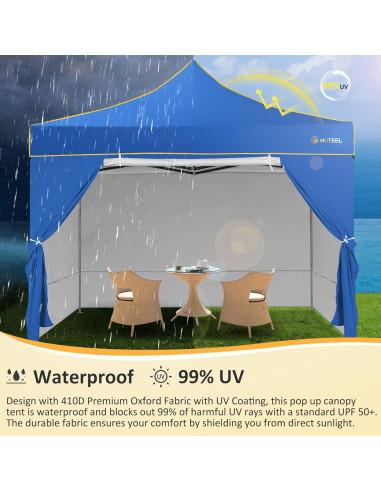 Carpa Pop Up HOTEEL 3x3m Azul Impermeable con Paredes Laterales