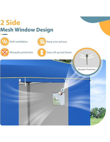 Carpa Pop Up HOTEEL 3x3m Azul Impermeable con Paredes Laterales