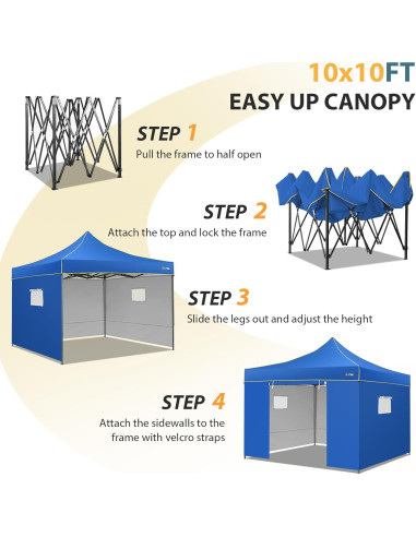 Carpa Pop Up HOTEEL 3x3m Azul Impermeable con Paredes Laterales