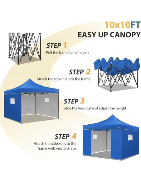 Carpa Pop Up HOTEEL 3x3m Azul Impermeable con Paredes Laterales