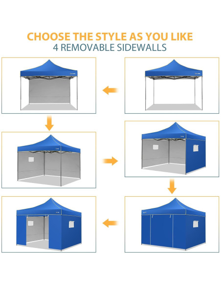 Carpa Pop Up HOTEEL 3x3m Azul Impermeable con Paredes Laterales