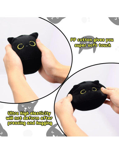Juego de 3 Piezas de Peluche Gato Negro LSYDCARM Suave