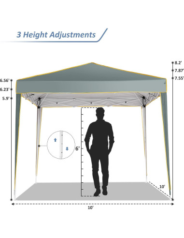 Carpa Plegable COBIZI 10x10 Gris con 4 Paredes Laterales