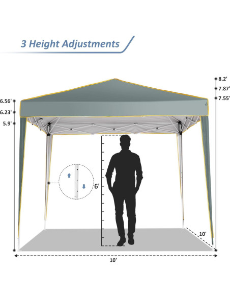 Carpa Plegable COBIZI 10x10 Gris con 4 Paredes Laterales