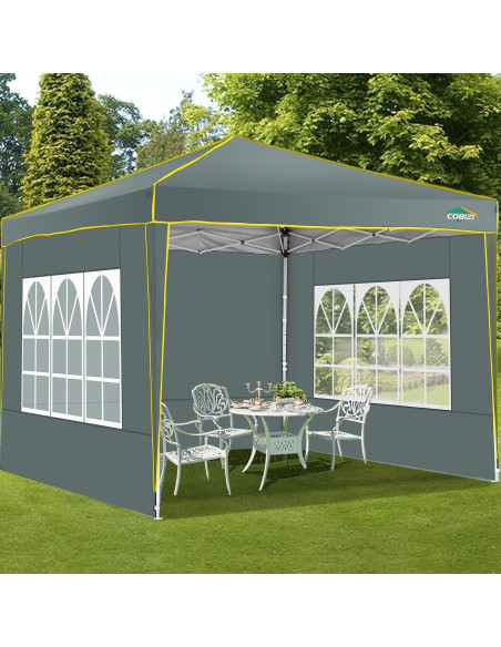Carpa Plegable COBIZI 10x10 Gris con 4 Paredes Laterales