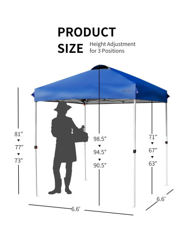 Carpa Plegable Tangkula 2x2m Ajustable Azul Impermeable
