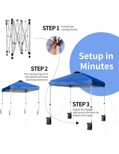 Carpa Plegable Tangkula 2x2m Ajustable Azul Impermeable