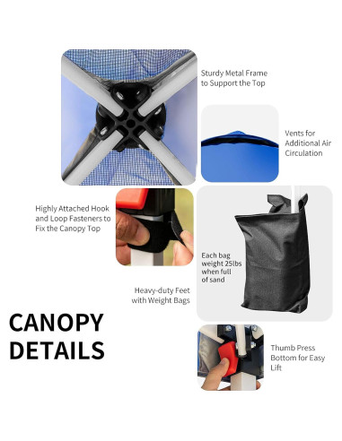 Carpa Plegable Tangkula 2x2m Ajustable Azul Impermeable