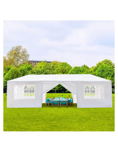 Carpa de Fiesta Exterior Vasitelan 3x9m Impermeable con 8 Paredes