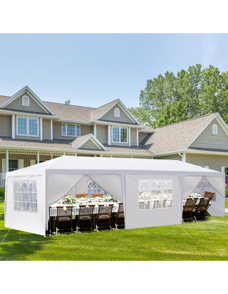 Carpa de Fiesta Exterior Vasitelan 3x9m Impermeable con 8 Paredes