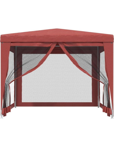 Carpa de Fiesta GROSERY 3x3m con 4 Paredes Laterales Malla Roja