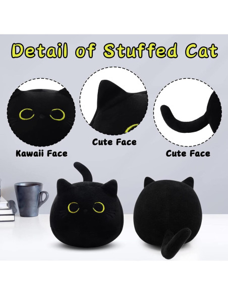 Juego de 3 Piezas de Peluche Gato Negro LSYDCARM Suave