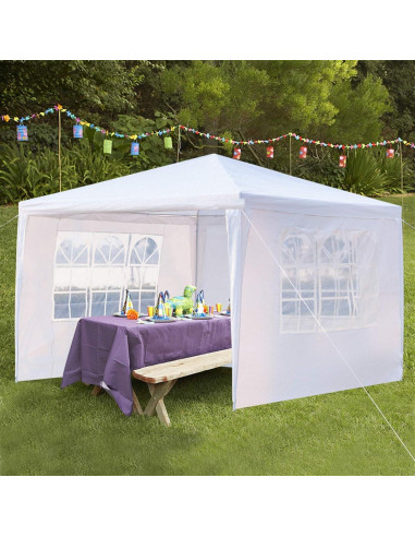 Toldo Gazebo ROXTAK 3x3m Impermeable con 3 Paredes Laterales