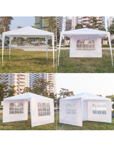 Toldo Gazebo ROXTAK 3x3m Impermeable con 3 Paredes Laterales
