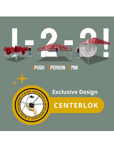 Carpa Plegable CROWN SHADES 3x3m con 1 Pared Lateral - Rojo 2