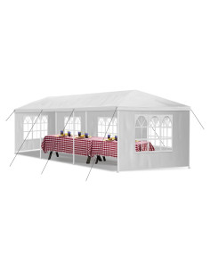 Carpa Canopy Dopinmin 9.14x3.05m Blanca Impermeable 5 Paredes