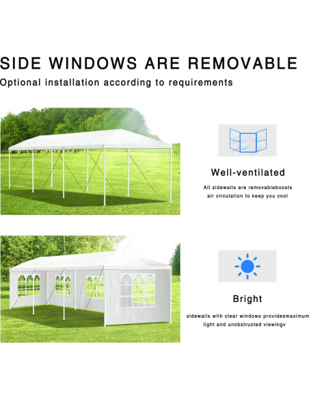 Carpa Canopy Dopinmin 9.14x3.05m Blanca Impermeable 5 Paredes