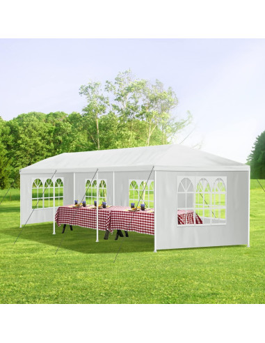 Carpa Canopy Dopinmin 9.14x3.05m Blanca Impermeable 5 Paredes