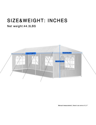 Carpa Canopy Dopinmin 9.14x3.05m Blanca Impermeable 5 Paredes