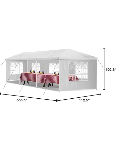 Carpa Canopy Dopinmin 9.14x3.05m Blanca Impermeable 5 Paredes