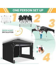 Carpa Plegable COBIZI 10x10 con 3 Paredes Laterales Negra 2