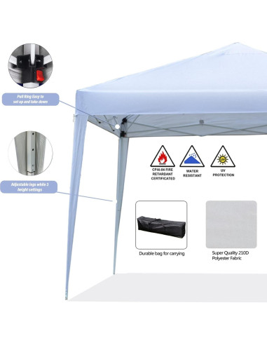 Carpa Plegable 10x10 CIPACHO Impermeable para Eventos Blancos