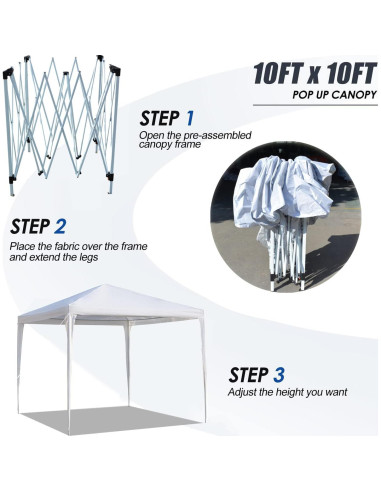 Carpa Plegable 10x10 CIPACHO Impermeable para Eventos Blancos