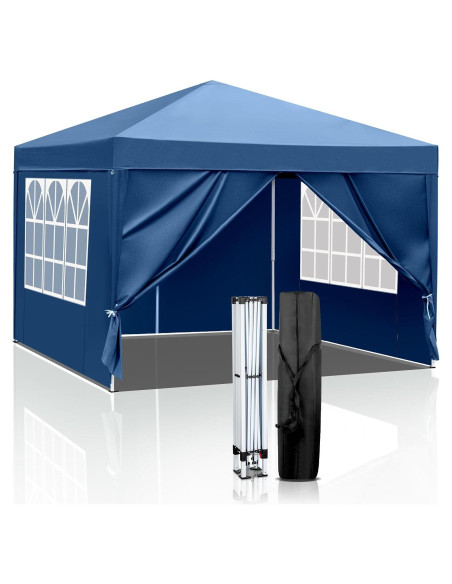 Gazebo Plegable Bonnlo 3x3m Azul Impermeable con Lados