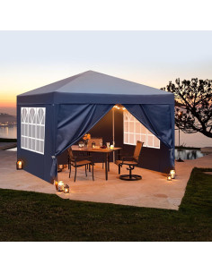Gazebo Plegable Bonnlo 3x3m Azul Impermeable con Lados 2