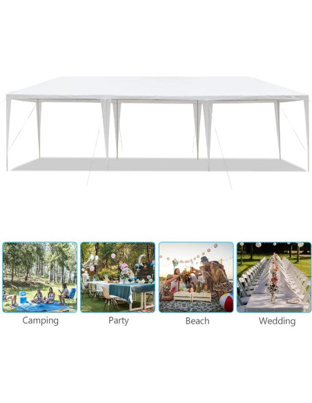 Carpa de Fiesta Exterior Blanca 9.14x3.05x2.59m Impermeable