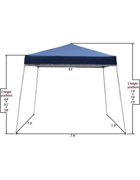 Carpa Plegable VINGLI 2.44m x 2.44m Impermeable Azul