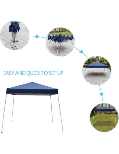 Carpa Plegable VINGLI 2.44m x 2.44m Impermeable Azul