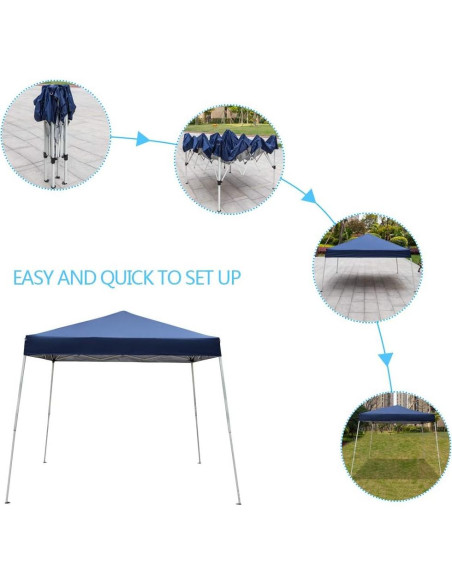 Carpa Plegable VINGLI 2.44m x 2.44m Impermeable Azul