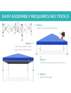 Carpa de Canopy Plegable EcoExplorer 10x10 m Azul Impermeable 2