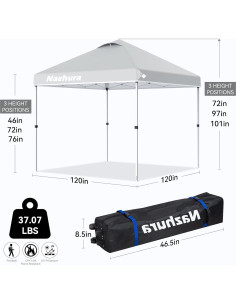 Tienda de Dosel Portátil Nazhura 3.05m x 3.05m Blanca 2