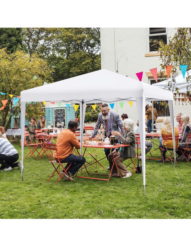 Carpa Plegable Tangkula 3 Alturas 10x10 Pies Blanca para Exterior