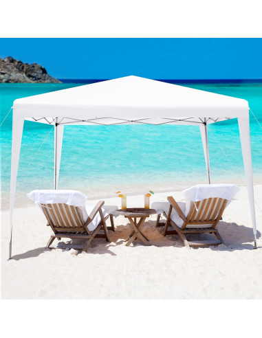 Carpa Plegable Tangkula 3 Alturas 10x10 Pies Blanca para Exterior