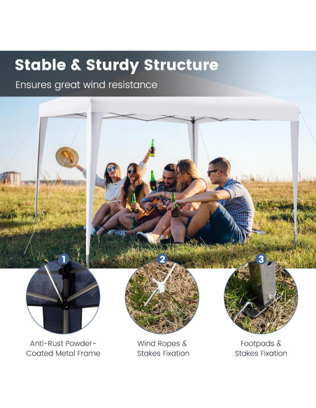Carpa Plegable Tangkula 3 Alturas 10x10 Pies Blanca para Exterior