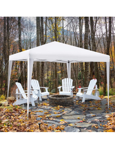 Carpa Plegable Tangkula 3 Alturas 10x10 Pies Blanca para Exterior