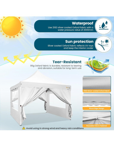 Carpa Plegable HOTEEL 10x10m Impermeable con Paredes Removibles