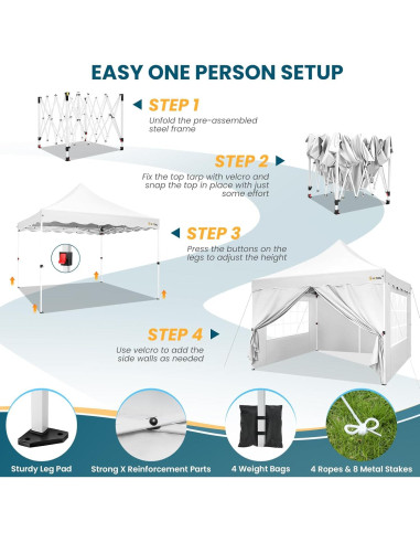 Carpa Plegable HOTEEL 10x10m Impermeable con Paredes Removibles