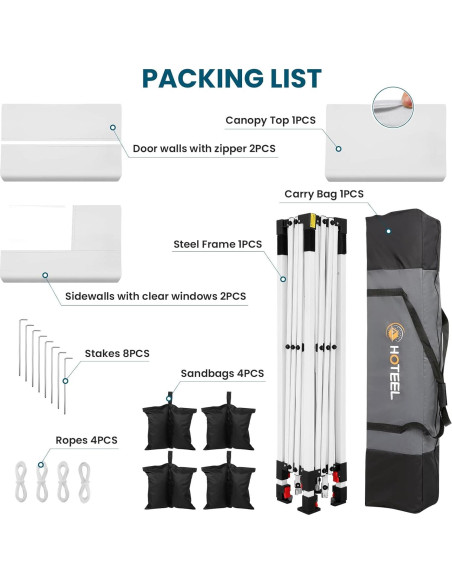 Carpa Plegable HOTEEL 10x10m Impermeable con Paredes Removibles